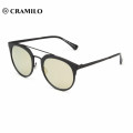 femmes rondes noir lentille cadre en plastique mode vintage lunettes de soleil